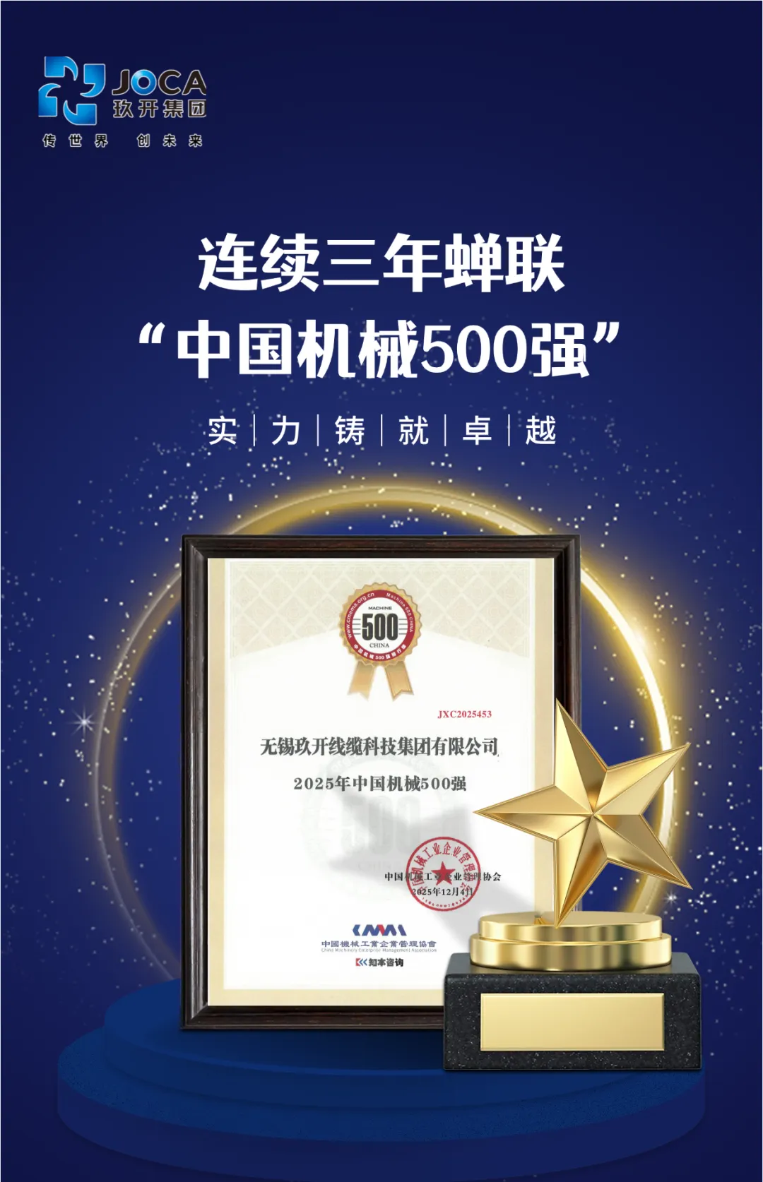 MG不朽情缘集团陆续三年荣登“中国机械500强” 综合实力再获权威认可